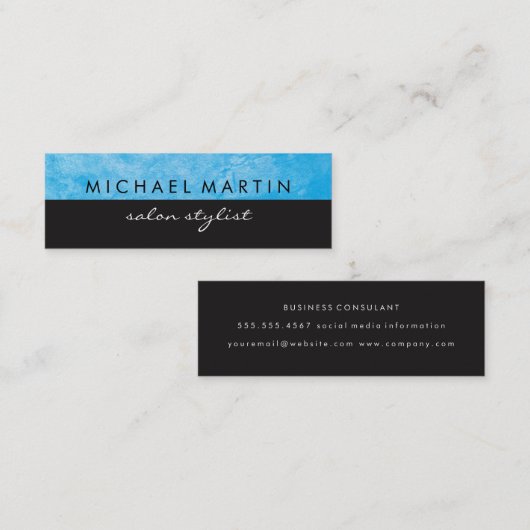 Grunge Blue Black Two Tone Mini Visitenkarte (Vorne/Hinten)