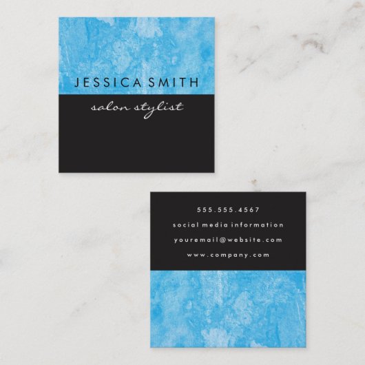 Grunge Blue Black Two Tone Quadratische Visitenkarte (Vorne/Hinten)