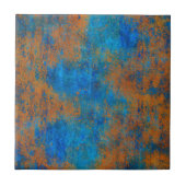 Grunge Blue Copper Boho Fliese (Vorderseite)