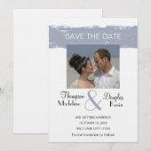 Grunge Blue - Foto Save the Date Karte (Vorne/Hinten)