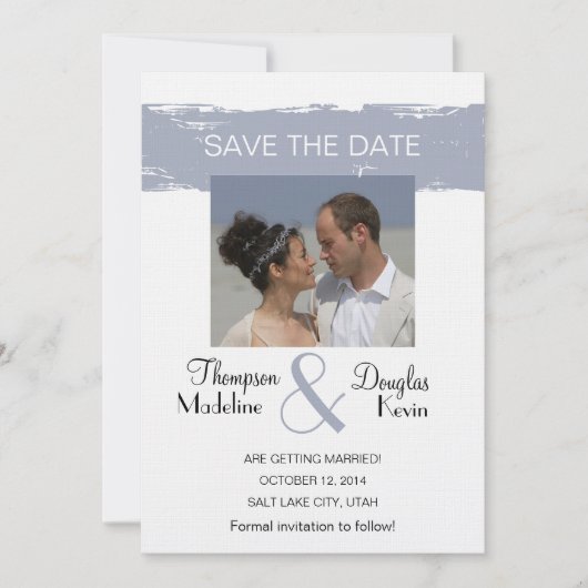 Grunge Blue - Foto Save the Date Karte (Vorderseite)