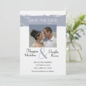 Grunge Blue - Foto Save the Date Karte (Stehend Vorderseite)