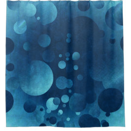Grunge Blue Geometric Circles Duschvorhang