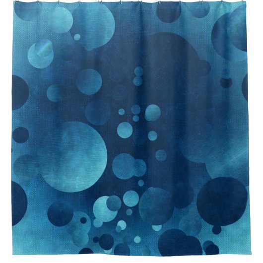 Grunge Blue Geometric Circles Duschvorhang (Vorderseite)