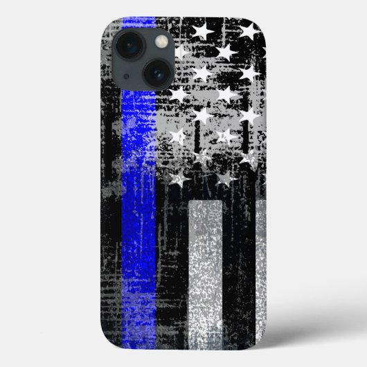 Grunge Blue Line Flag iPhone Case (Rückseite)