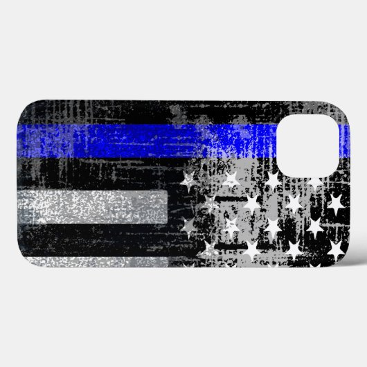 Grunge Blue Line Flag iPhone Case (Rückseite (Horizontal))