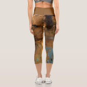 Grunge Blue und Gold Textur Hintergrund Capri Leggings (Rückseite)