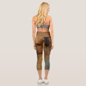 Grunge Blue und Gold Textur Hintergrund Capri Leggings (Rückseite)