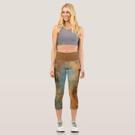 Grunge Blue und Gold Textur Hintergrund Capri Leggings