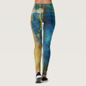 Grunge Blue und Gold Textur Hintergrund Leggings (Rückseite)