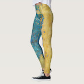 Grunge Blue und Gold Textur Hintergrund Leggings (Links)