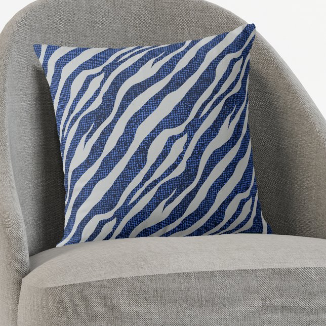 Grunge Blue Zebra Pattern Kissen (Von Creator hochgeladen)