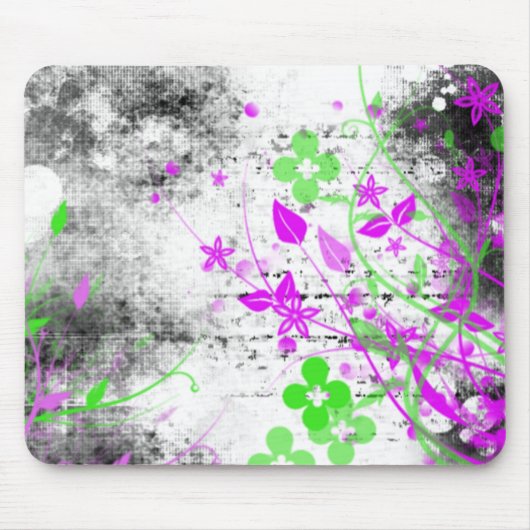 Grunge-Blumen Mousepad (Vorne)