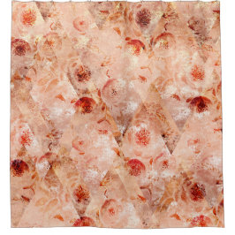 Grunge Blumenmuster. Korallenhintergrund. Duschvorhang