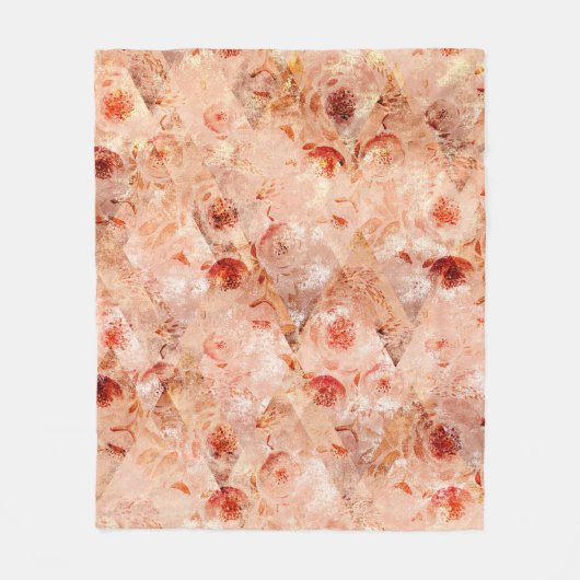 Grunge Blumenmuster. Korallenhintergrund. Fleecedecke (Vorderseite)