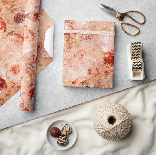 Grunge Blumenmuster. Korallenhintergrund. Geschenkpapier (Kunsthandwerk)