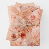 Grunge Blumenmuster. Korallenhintergrund. Geschenkpapier Set (Beispiel)