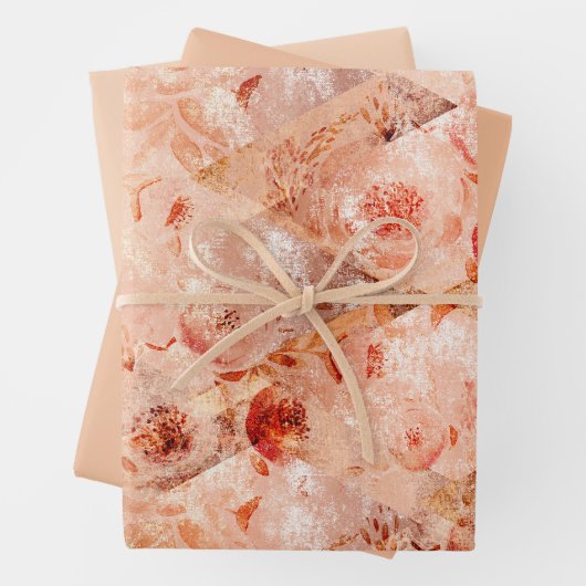 Grunge Blumenmuster. Korallenhintergrund. Geschenkpapier Set (Beispiel)