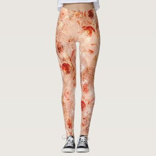 Grunge Blumenmuster. Korallenhintergrund. Leggings