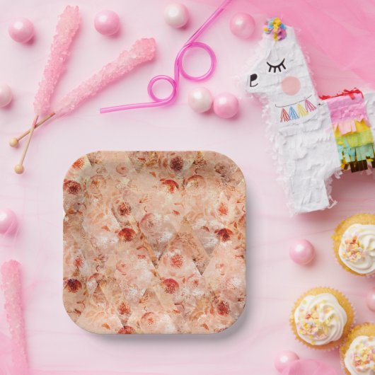 Grunge Blumenmuster. Korallenhintergrund. Pappteller (Party)