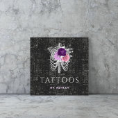 Grunge Blumenskelett Gothic Tattoo Artist Rose Quadratische Visitenkarte