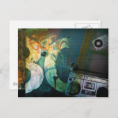 Grunge Boombox Postkarte (Vorne/Hinten)