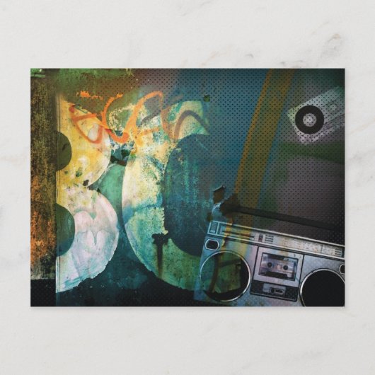 Grunge Boombox Postkarte (Vorderseite)
