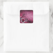 Grunge botanische Blumenmagenta Rosa Rose Quadratischer Aufkleber (Tasche)
