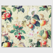 Grunge Botanisches Vintages Obst mit Script Geschenkpapier (Flach)
