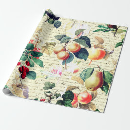 Grunge Botanisches Vintages Obst mit Script Geschenkpapier