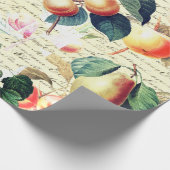 Grunge Botanisches Vintages Obst mit Script Geschenkpapier (Ecke)