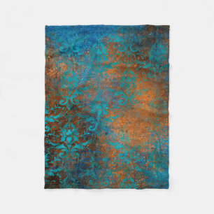 Grunge Braun Blau Florales Dekoratives Luxus-Muste Fleecedecke