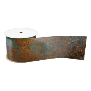 Grunge Braun Blau Florales Dekoratives Luxus-Muste Satinband