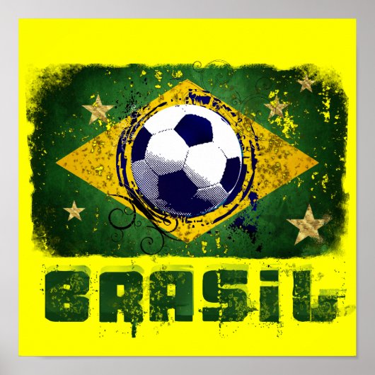 Grunge brazil Weltmeisterschaft Fußballflagge 2014 Poster (Vorne)
