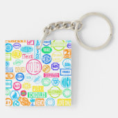 Grunge Briefmarke Collection Schlüsselanhänger (Rückseite)