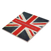 Grunge British Union Jack QE2 Gedenktafel Fliese (Seite)