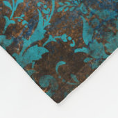 Grunge Brown Blauer Blumenmuster Fleecedecke (Ecke)