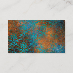 Grunge Brown Blue Floral Dekorationsmuster Visitenkarte