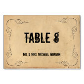 Grunge Brown Paper Guest Table Cards Tischnummer (Vorderseite)
