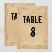 Grunge Brown Paper Wedding Tischnummer (Vorne/Hinten)