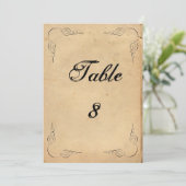Grunge Brown Paper Wedding Tischnummer (Stehend Vorderseite)