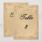 Grunge Brown Paper Wedding Tischnummer (Vorne/Hinten)
