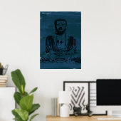 Grunge Buddha Poster - Dunkel Aquamarin (Heimbüro)