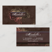 Grunge Business Card Flower Salon Spa Brown Fall Visitenkarte (Vorne/Hinten)