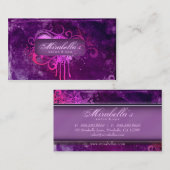 Grunge Business Card Flower Salon Spa Purple Pink Visitenkarte (Vorne/Hinten)