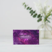 Grunge Business Card Flower Salon Spa Purple Pink Visitenkarte (Stehend Vorderseite)