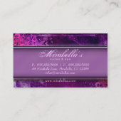 Grunge Business Card Flower Salon Spa Purple Pink Visitenkarte (Rückseite)