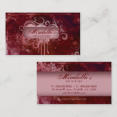 Grunge Business Card Flower Salon Spa Red Visitenkarte (Vorne/Hinten)