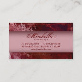 Grunge Business Card Flower Salon Spa Red Visitenkarte (Rückseite)