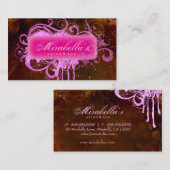 Grunge Business Card Glitter Salon Spa Brown Pink Visitenkarte (Vorne/Hinten)